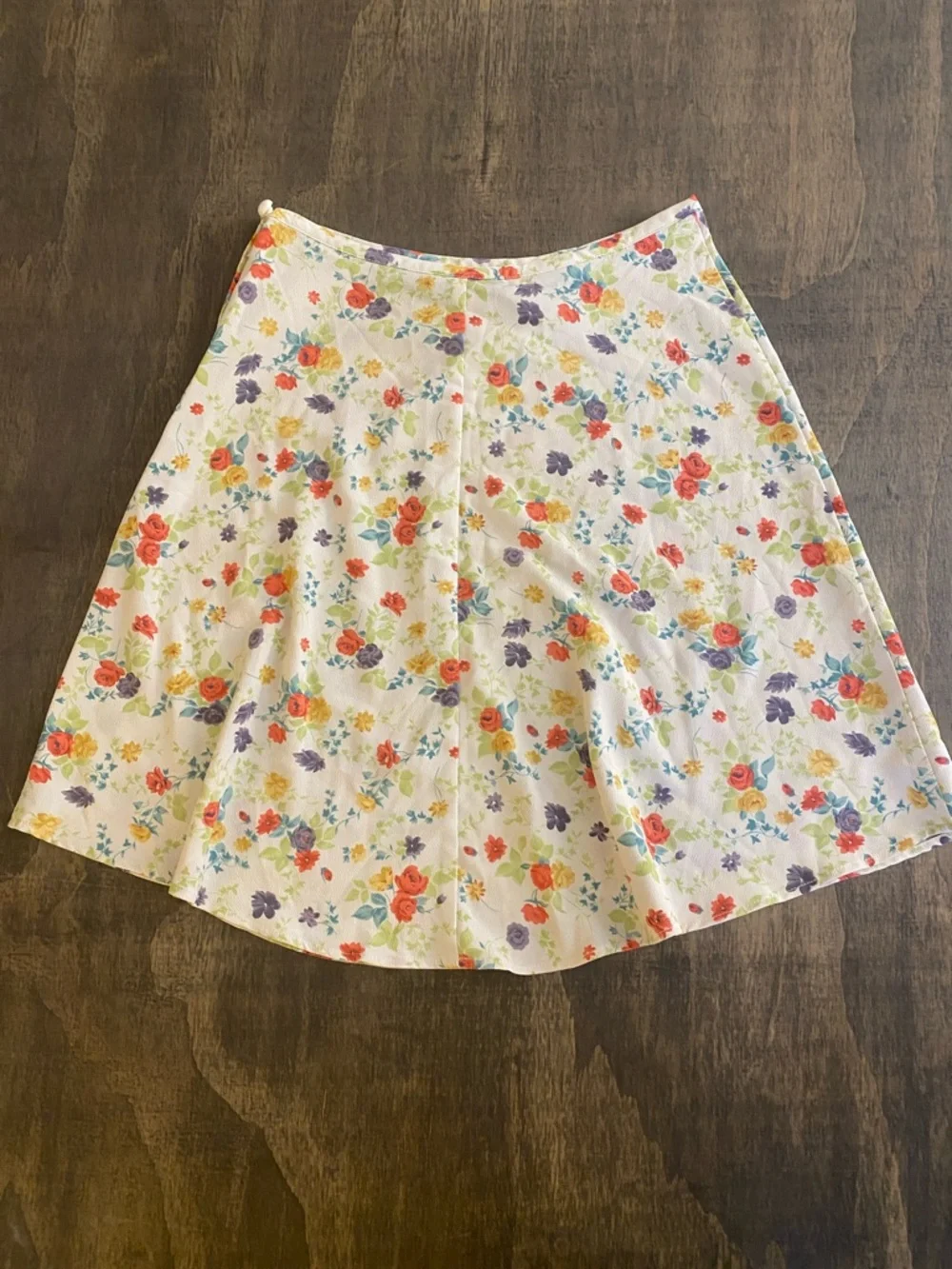 Vintage Cream Floral A-Line Skirt